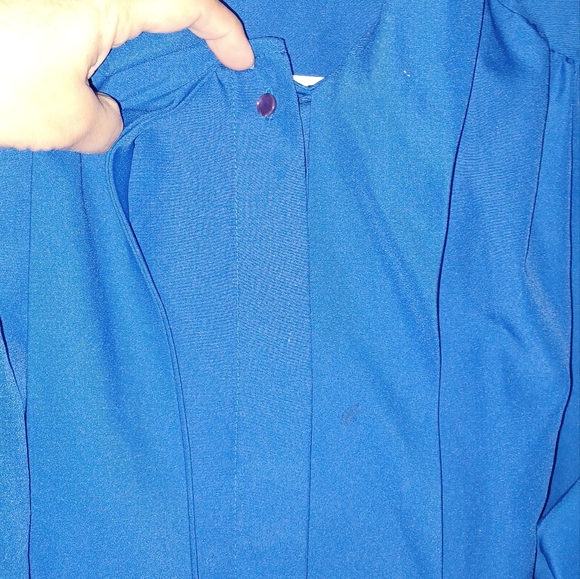 Vintage Paris Station Blue Womens Blouse (2XL) Silk-Like - Picture 5 of 6